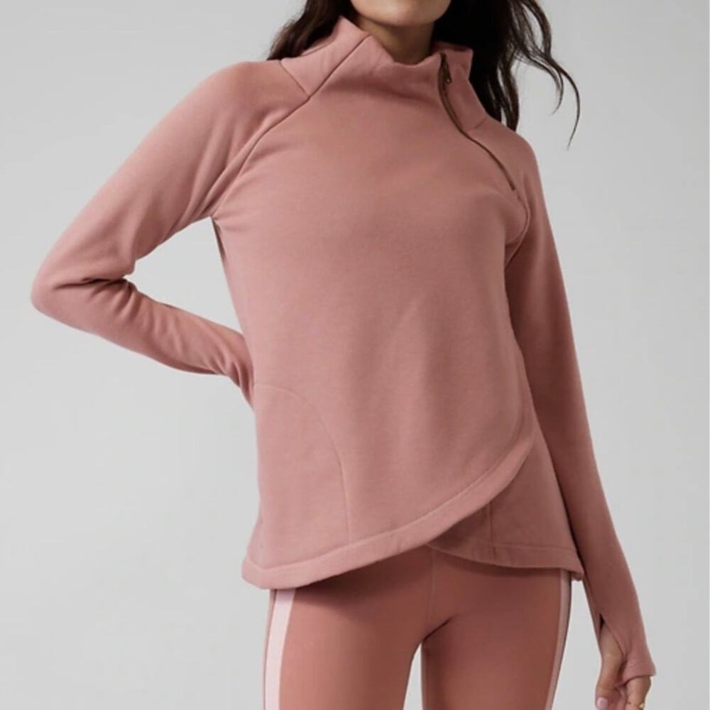 Athleta Cozy Karma Asym Pullover Mauve Plus Size 1X #383402-19 EUC Sweatshirt